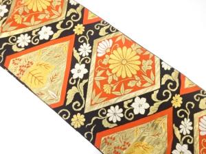 アンティーク　菱に桐・菊・花唐草模様織り出し袋帯（材料）